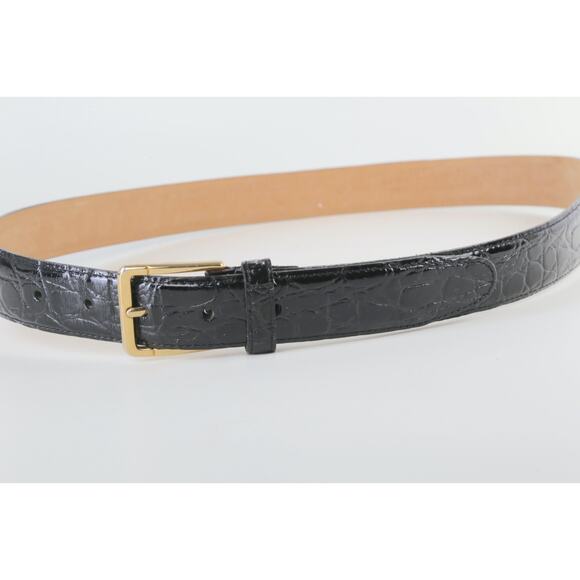 Vintage Black Croco Print Leather Classic Buckle Waist Belt Size 38 / 95 main image 10